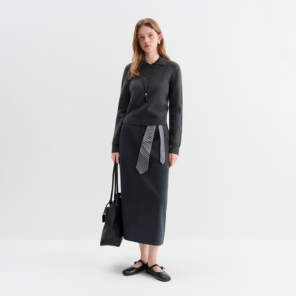 WEDNESDAY DELIGHT Wd_Fake Two-Piece Collar Knit Top