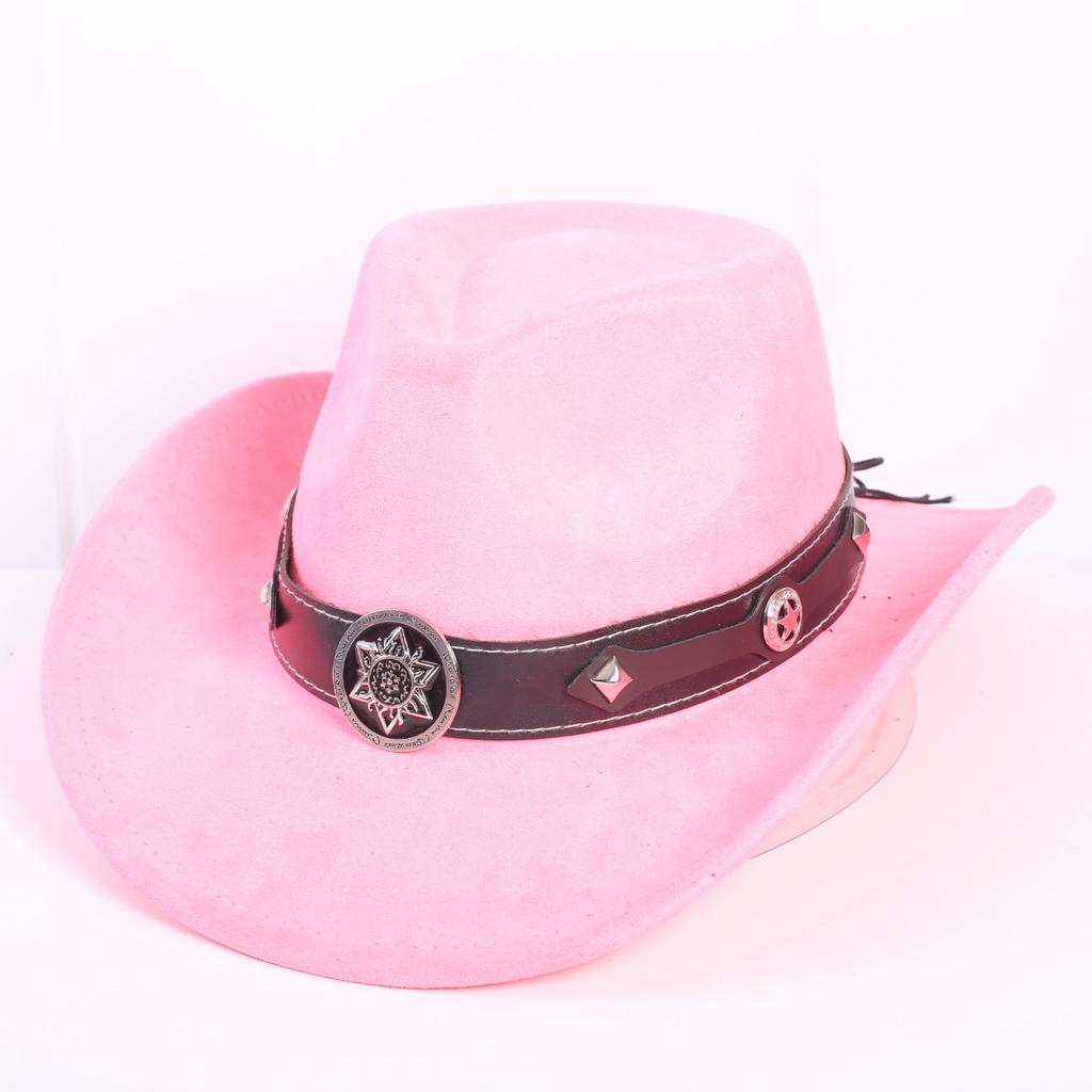 Popular European and American Classic Suede Western Cowboy Hat Men's and Women's Fashion LO Style Peach Heart Cowboy Hat