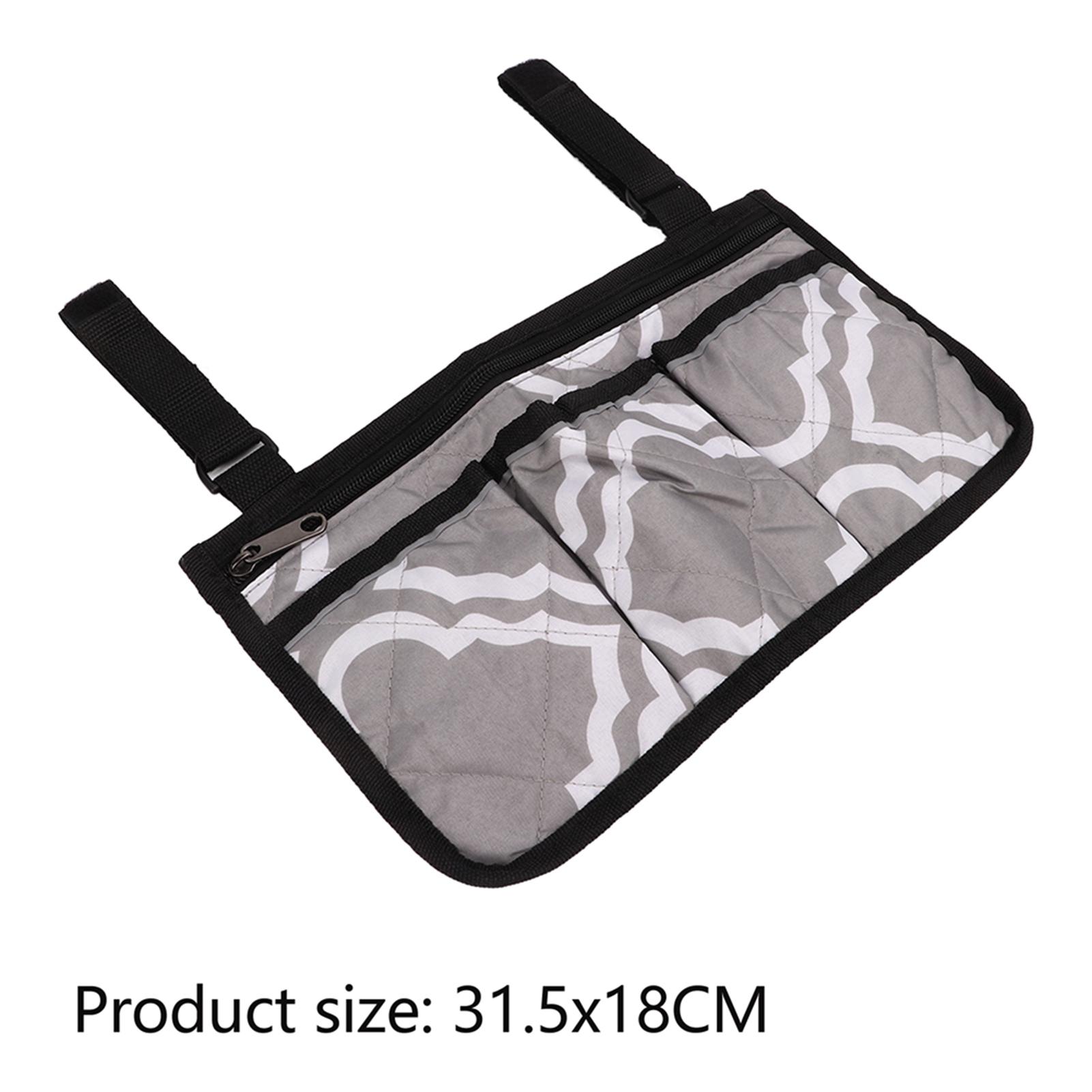 Wheelchair Side Hanging Storage Bag Multi   Armrest Pouch Bag Wheelchair Armrest Accessories with Reflective Strips