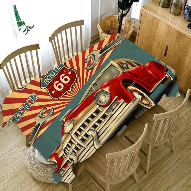 

Винтажная скатерть с принтом автомобиля, украшение для домашнего стола, противообрастающие аксессуары, прямоугольная скатерть для журнального столика в ресторане 90x140cm35x55inch