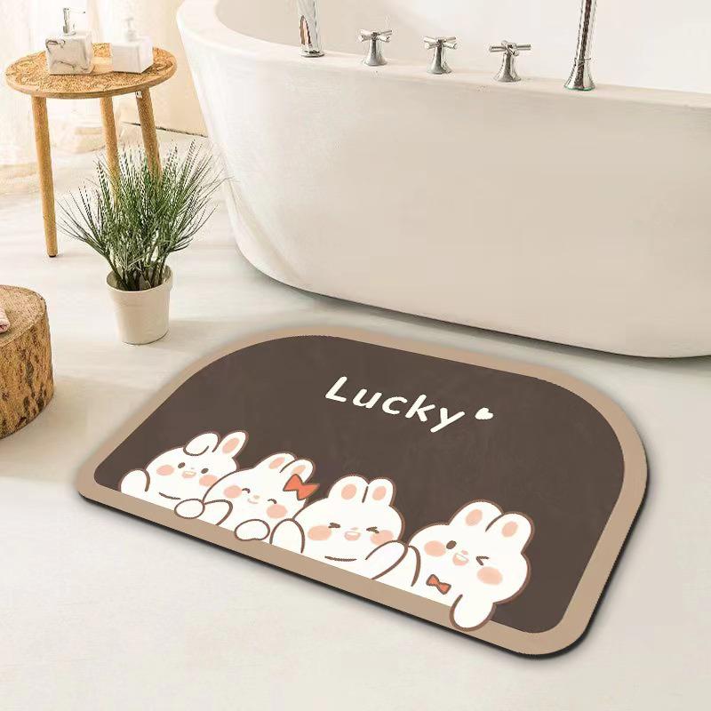 Cartoon Panda Diatomaceous Earth Anti-Slip Bathroom Floor Mat - Absorbent, Wear-Resistant, Household Foot Pad