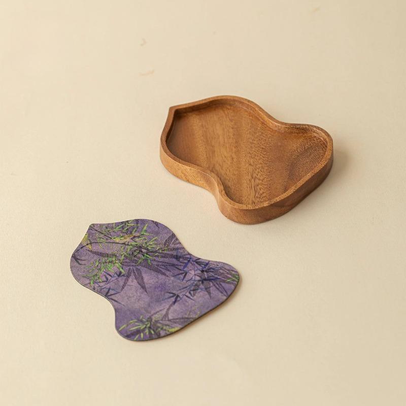 Walnut Crabapple Tea Tray Small Chinese Retro Solid Wood Teapot Dry Brewing Table Household Tea Tray Tea Holder Kung Fu Tea Set Light Grey