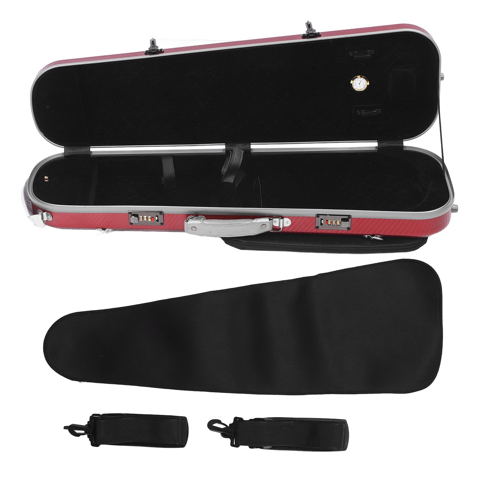 Violin Case 4 4 Full Size Super Light Portable Carbon Fiber Hardshell with Password Lock Red
