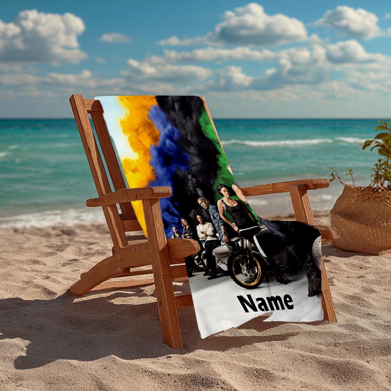 Custom Name Ultra-Soft Beach Towel with Fast & Furious Theme,Ideal for Pool - Camping, Diving - Perfect Travel Essential, Vibrant Beach Towel.