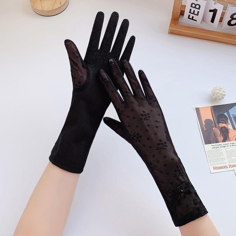 

Летние солнцезащитные перчатки тонкий ледяной шелк прохладные защита от УФ-лучей one size fits all чёрный