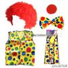 Colorful Clown Polka Dot Costume Set with Nose, Hat, Wig, Bow Tie, and Magic Props.