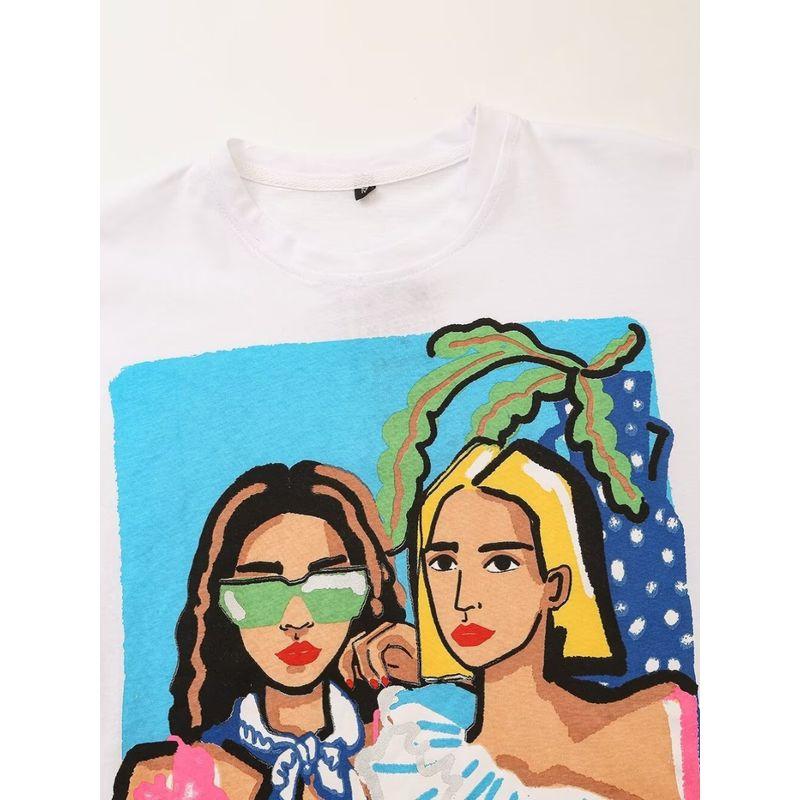 Kaslead New Arrival Women's Fashion Style Fashion Casual Minimalist Easiest for Match Girl Print T-shirt 1131814