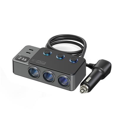 7 In 1 Car Charger 128W Multiple USB Charging Ports Socket Adapter QC-3.0 PD-30W Phone Charger with Switch for Car