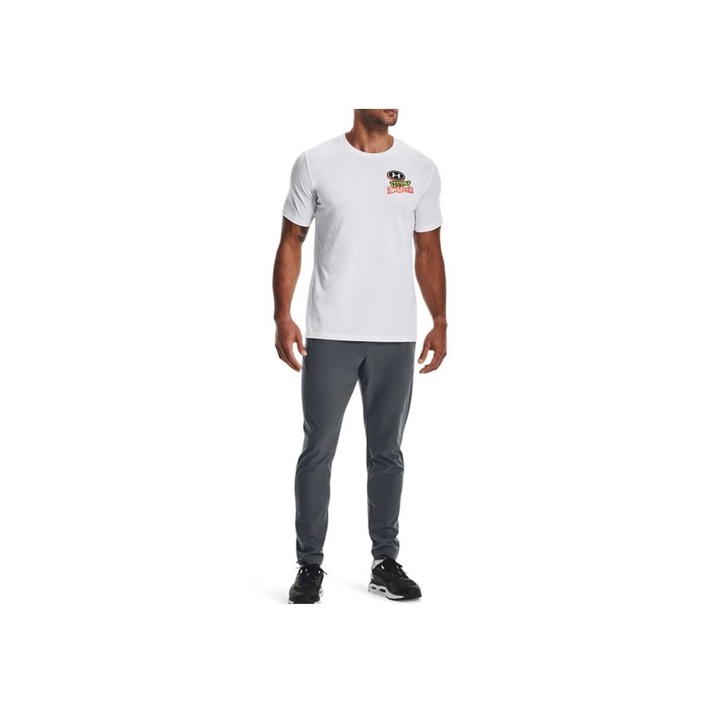 Under Armour Printed Training Loose Comfortable Crew Neck Straight Cut Short Sleeve T-Shirt Men Tops White 1366449-100