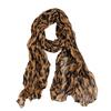 Women's Trendy Leopard Print Cotton Linen Pleated Scarf Shawl for All Seasons
