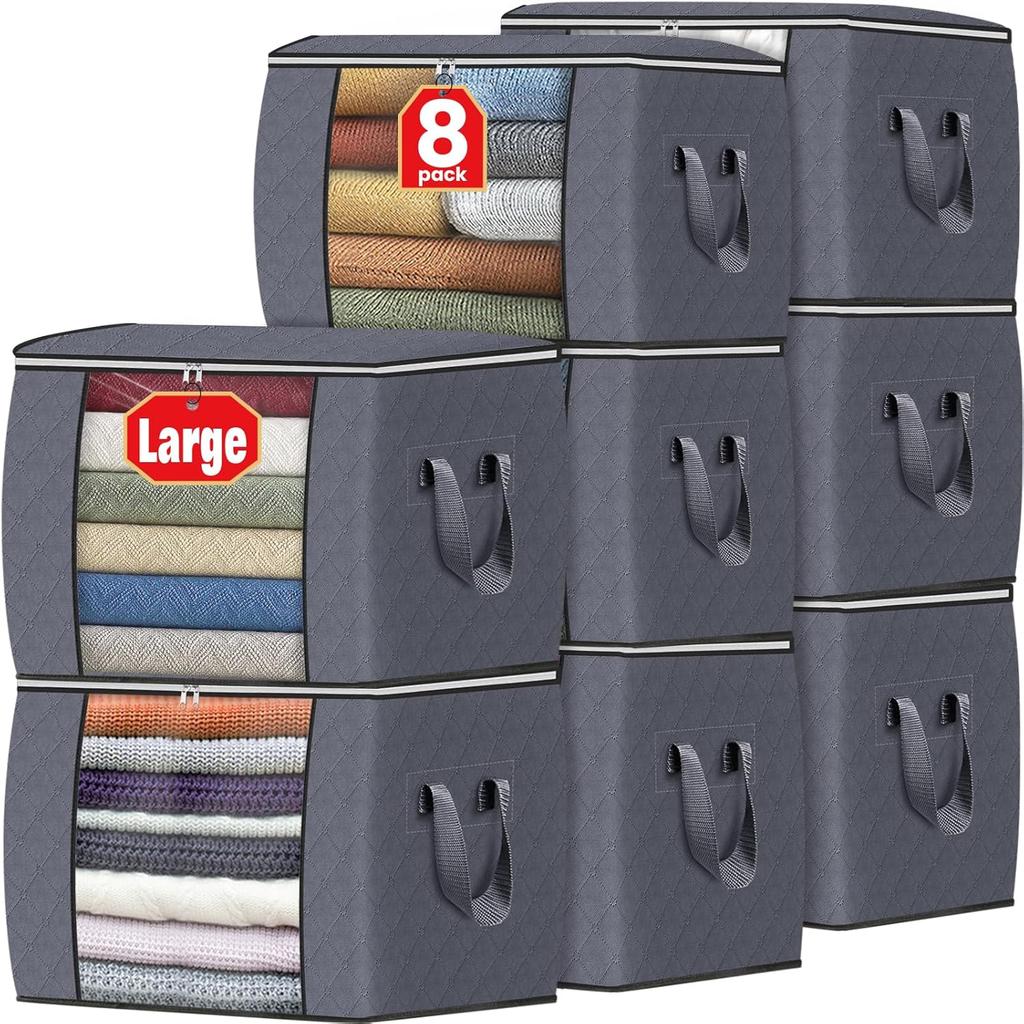 Fab Totes Storage Bags,Clothes Blanket Storage Bins Foldable Closet Organizers with Reinforced Handle for Home Dorm Storage and Organization