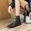 Fashion New Autumn Winter Women Boots Cow Leather Ankle Boot Fashion Rivet Belt Buckle Boots for Women Round Toe Low Heel Western Boots
