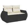 Vidaxl 6-Cz. Gartenmöbel-Set mit Kissen, Schwarzer Polyrattan
