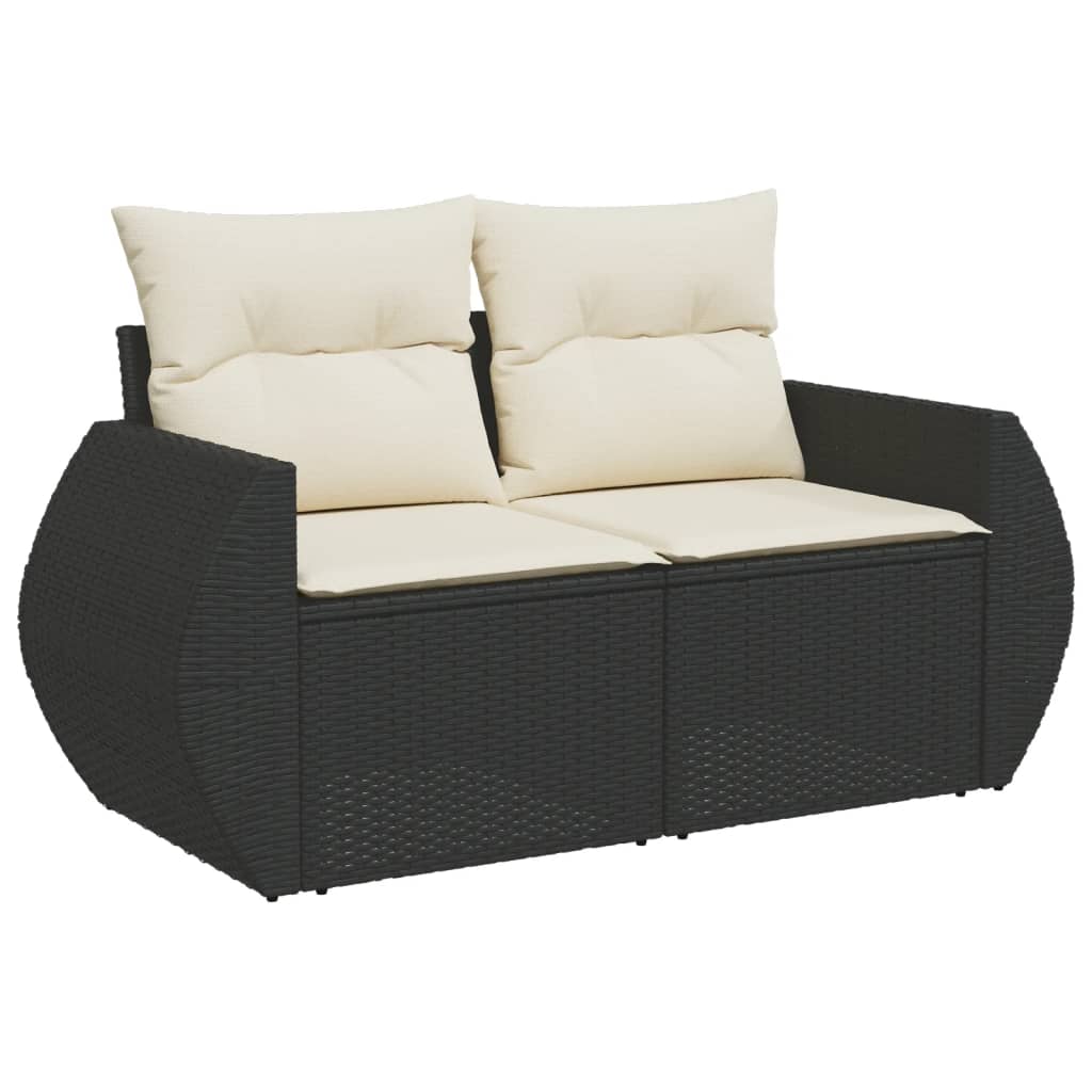Vidaxl 6-Cz. Gartenmöbel-Set mit Kissen, Schwarzer Polyrattan