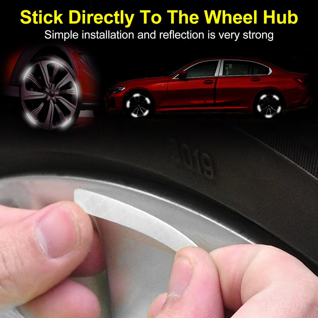 Car Reflective Sticker Safety Luminous Stripe Tire Rim Sticker Wheel Hub Exterior Decoration for Vehicle Motorcycles Bicycles