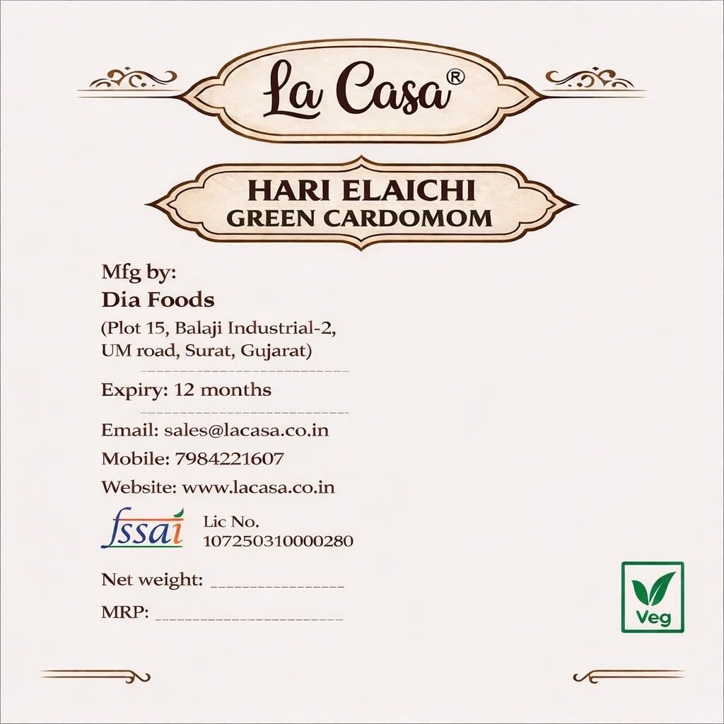 La Casa Hari Elaichi | Premium Grüne Kardamomkapseln | 50g