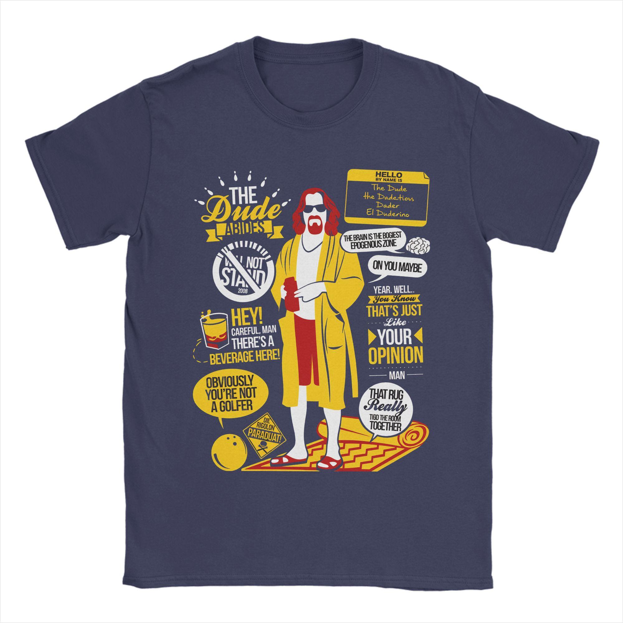 

DDude The Big Lebowski T Shirt for Men Pure Cotton Vintage TShirts Crewneck Tees Short Sleeve Tops Summer 4XL