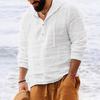 Męskie koszule z kapturem jednokolorowe bluzki z długim rękawem Casual guziki bawełniana pościel Vintage letnie koszule plażowe