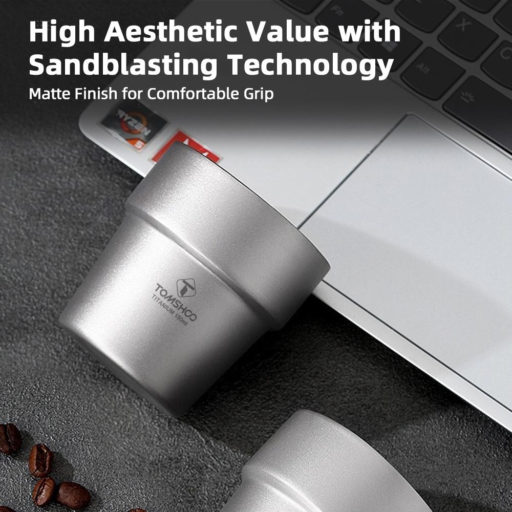 Camping Cup 150ml Ti Cup 99.6percent  Pure Ti Double-Layer Coffee & Wine Cup Outdoor Camping Picnic Little