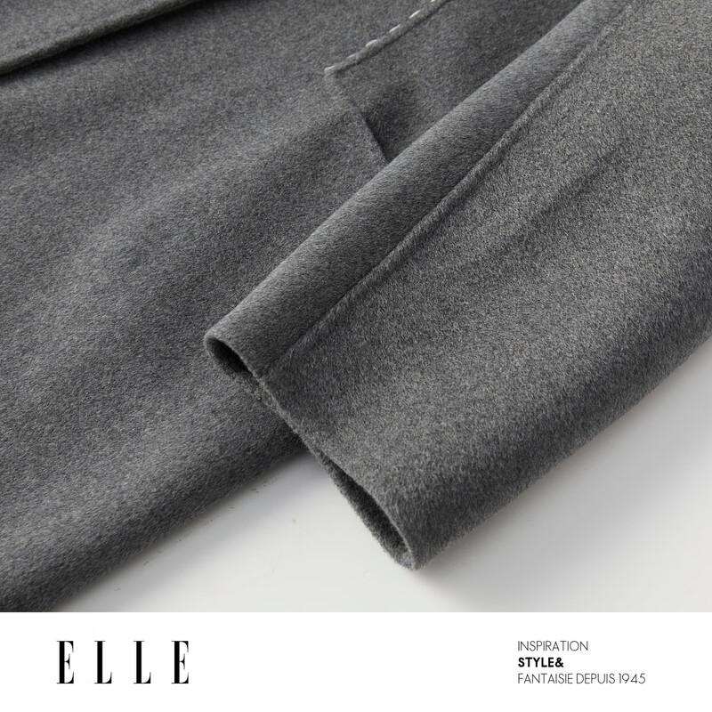 ELLE Women's Lambswool Fringe Double-Faced Coat