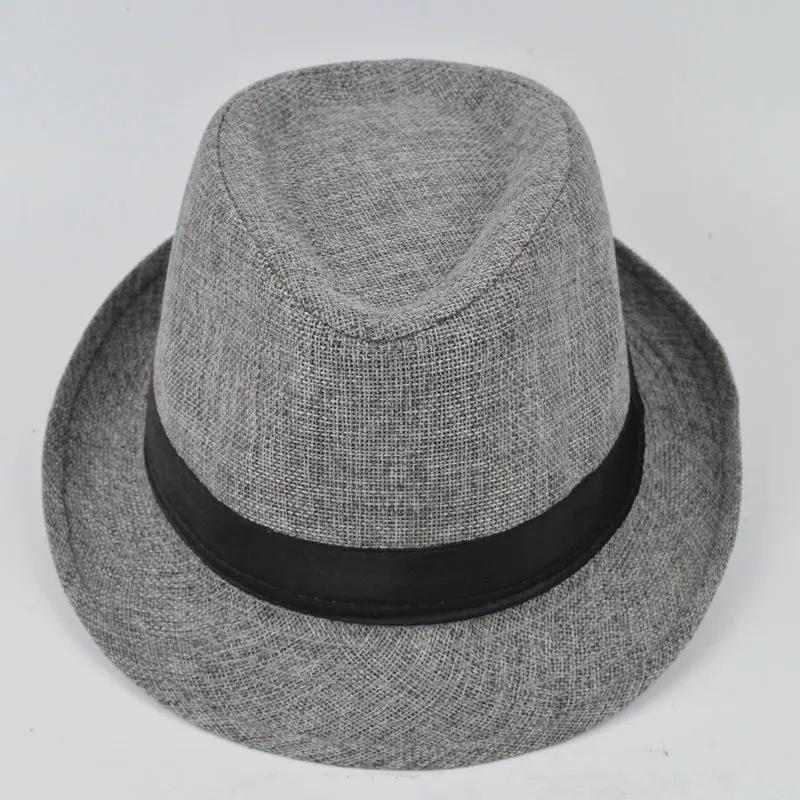 

Красивые мужские шляпы Jazz Cotton Linen Pure Hat Имитация льна Солнцезащитная шляпа Модные аксессуары серый