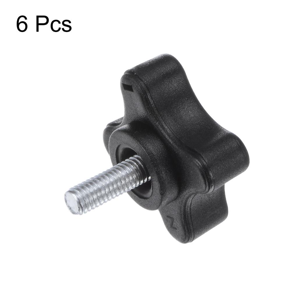 uxcell 6pcs Star Knobs M5x12mm Male Thread Plastic 4 Star Stud Knobs Hand Tighten
