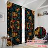 2pcs 2D flat printing Curtains Ancient Tribal Geometric Polyester Without Electricity Party Decorations for Indoor Celebrations