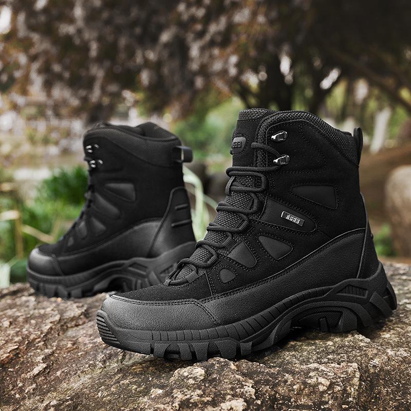 

Men s Breathable Non-Slip High-Top Tactical Hiking Boots - Large Size, Wear-Resistant, Outdoor Field Combat Footwear 43