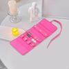Jewelry Roll Storage Bag with Tie Close for Rings Earrings Necklaces Rose Red