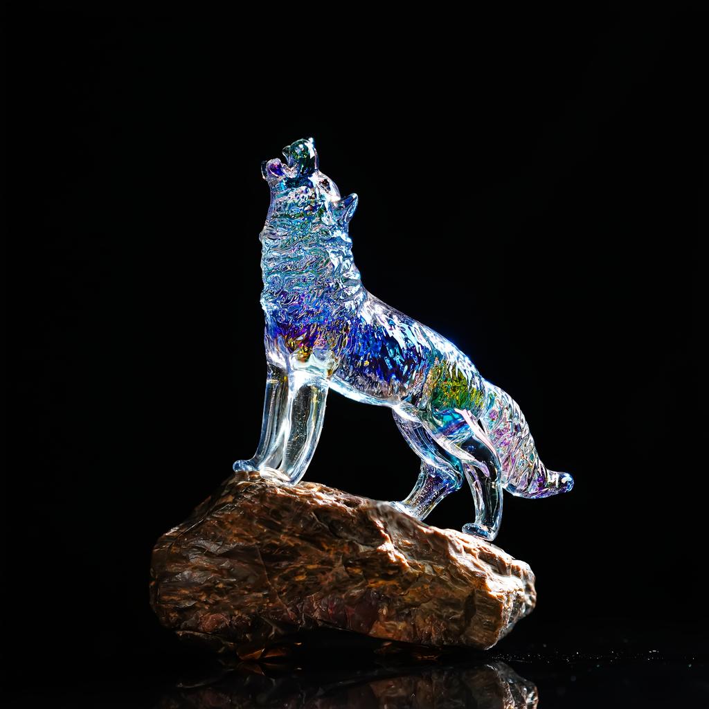 Crystal Lucky Wolf  Dog Miniatures Figurines Home Desktop in-vehicle Crystal Crafts Ornaments Wolf Tea Pet Home Decoration Gifts