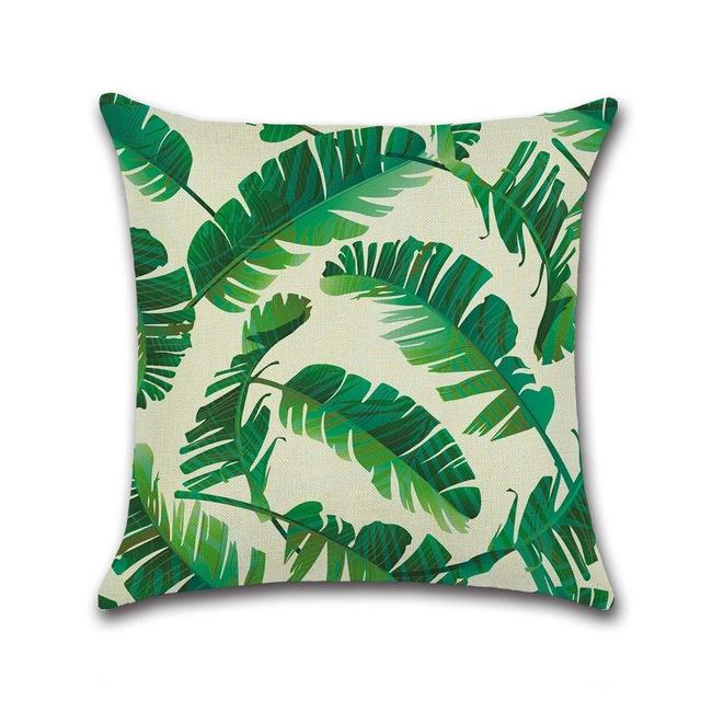 Tropical Plant Cushion Cover Green Leaves Decorative Pillowcase For Sofa Linen Throw Pillow Case Funda De Almohada Poszewka