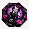 Custom Name Wednesday Theme Automatic Umbrella, Lightweight & Portable, 8 Rib, Perfect for Outdoor Travel, Birthdays, Christmas, Gifts.