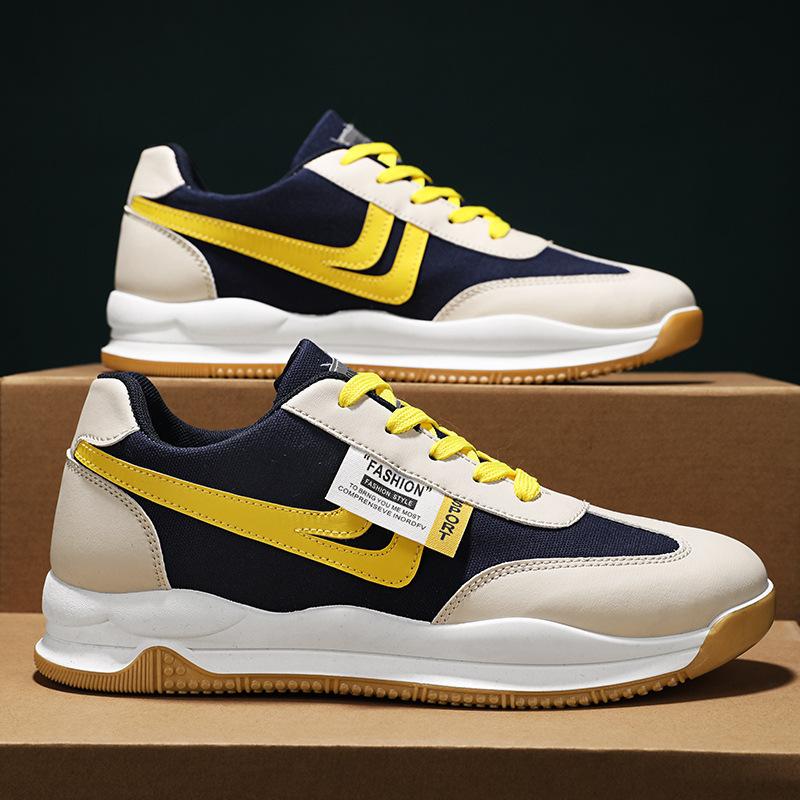 

2025 men s shoes spring fashion fashion fashion with casual shoes breathable flat running sports shoes hiking tide shoes 39 жёлтый