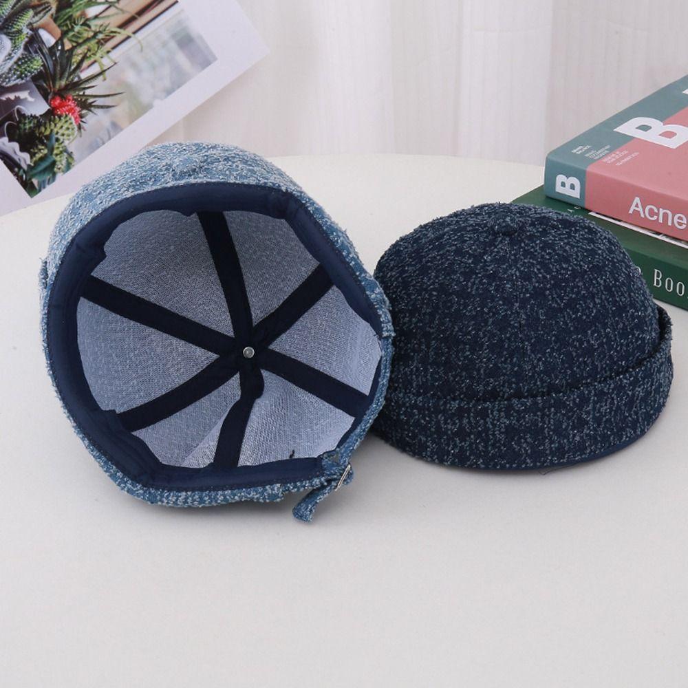 Fashion Washed Cotton Docker Cap Adjustable Windproof Brimless Skullcap Casual Retro Beanie Hat Hip Hop