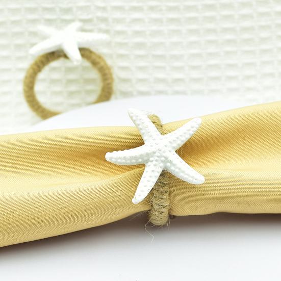 Starfish Napkin Rings White Sea Star Napkin Holders Coastal Style Napkin Rings for Beach Theme Party Dinner Party Wedding Table Decor