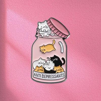 Cute Cartoon Soft Cute Cat Alloy Dripping Brooch Cute Cat Metal Badge Bag In Bottle Bag Accessories