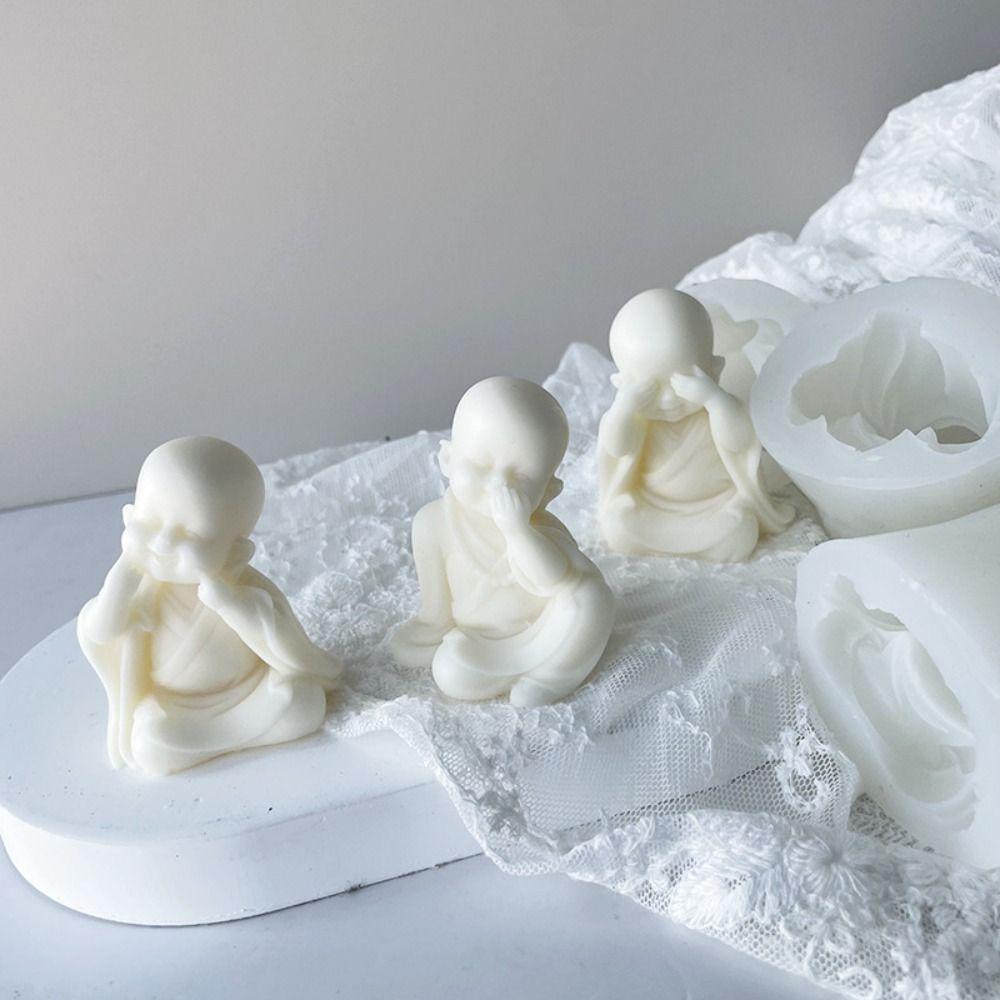 

Поставки DIY Craft Мыло ручной работы Силиконовая форма 3D Искусство Восковая форма Маленький монах Свеча Форма
