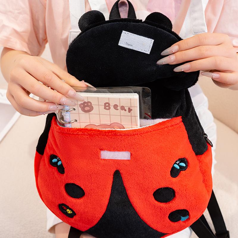 Borsa Coccinella 40cm Zainetto Animale Cartone Animato Coccinella Morbidi Peluche Giocattoli Zaini Bomboniere Celebrazione Data di Nascita Bambini Regali Ragazzi Ragazze