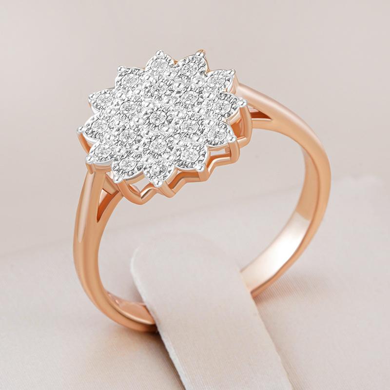 Full Shiny Natural Zircon Ring For Women Unique  Rose Gold  Color Mix Ethnic Bride Wedding Jewelry Best Gift