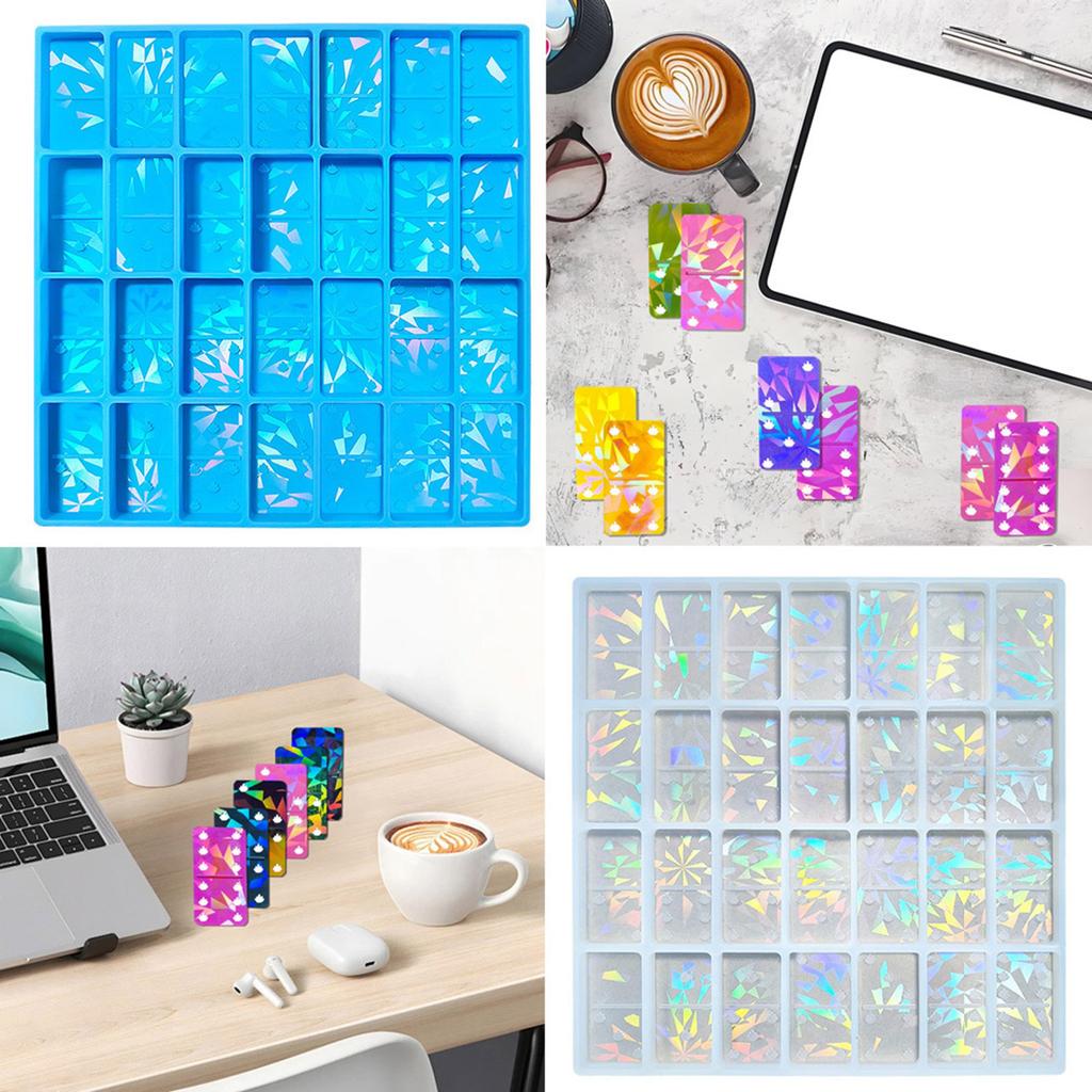 Practical Epoxy Resin Dominoes Mold With 28 Cavities Sturdy Silicone Candy Clay Molds for Jewelry And Cake Decoration