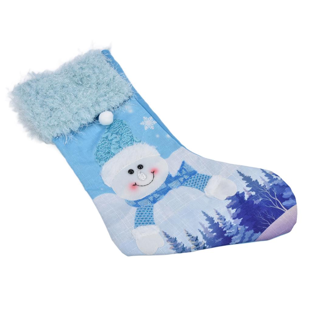 Cute Hanging Christmas Sock Luminous Candies Bag Gift Stocking with Hook for FestivalSnowman Type