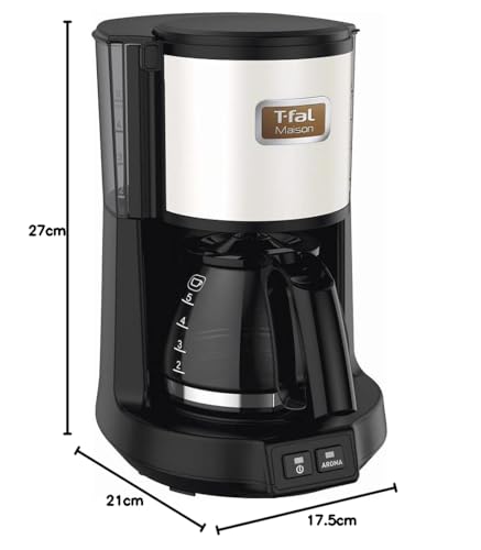 T-fal Maison Snow White Coffee Maker, 0.6L/5 cups, drip-style, paperless filter, two-mode selection, CM4901JP