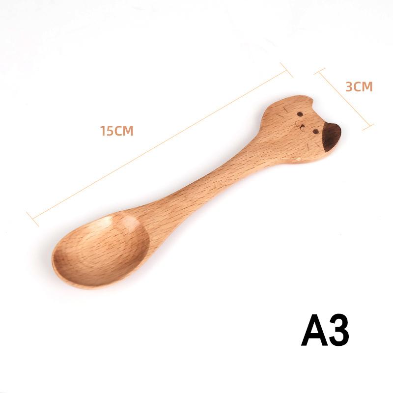 Kreativer hölzerner Cartoon-Löffel Kleiner Holzlöffel Honiglöffel Glatter hölzerner Teelöffel Kaffee Ovaler Holzlöffel