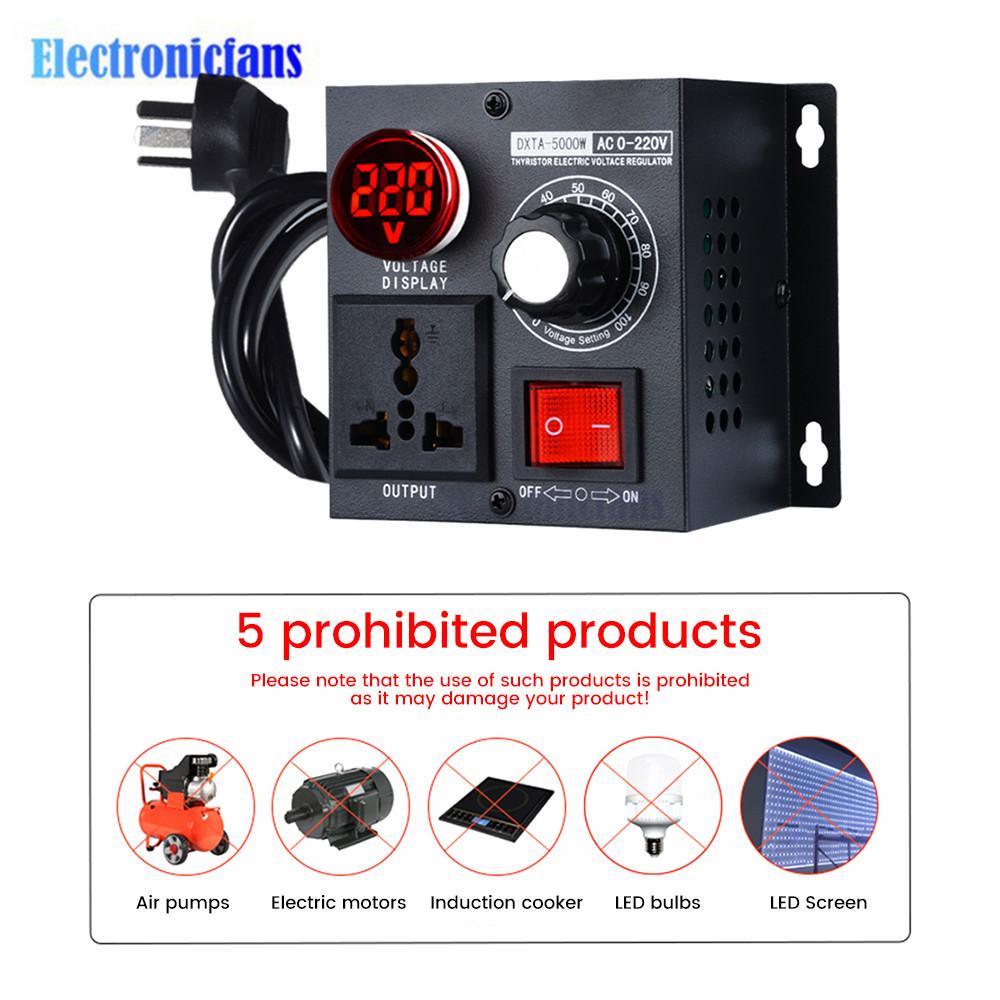 5000W Induktionsspannungsregler Controller Geschwindigkeitsregelung Thermostat Dimmung Verlangsamung 220V einphasiger Wechselstrom Regler Schalter