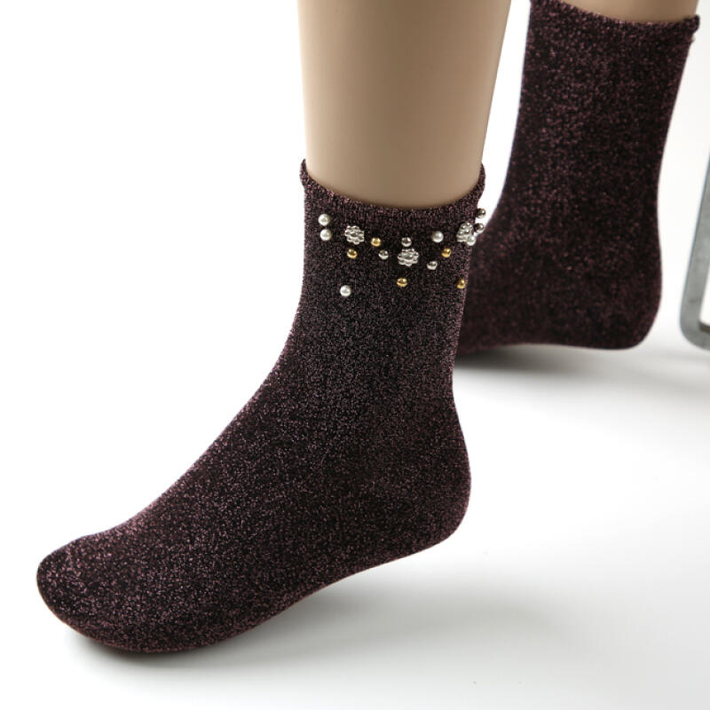 Fashion Socks - Pearl Flower Sparkly Socks k2208