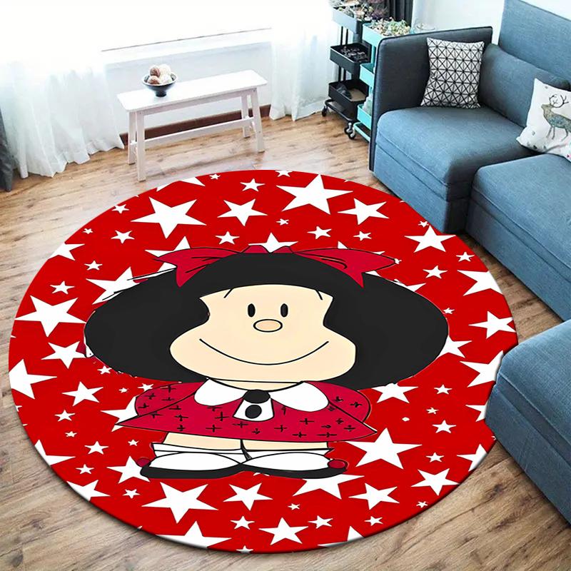 Kulhý kulatý koberec Mafalda, Kobercový koberec do obývacího pokoje, ložnice, k pohovce, herny, Dekorace, Protiskluzová podložka