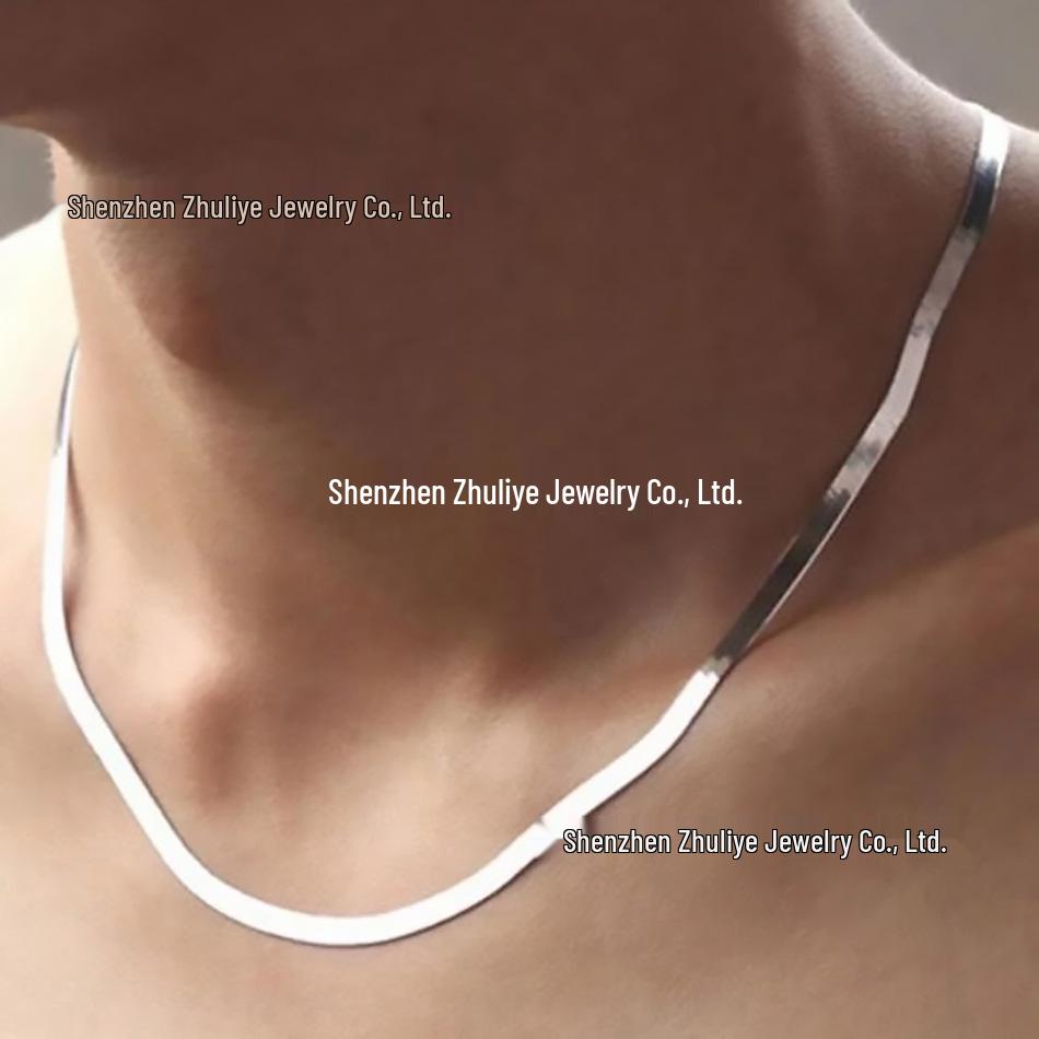Silver-Plated 4MM Blade Chain Necklace, Gold-Plated Flat Snake Bone Chain, Unisex European and American Fashion Jewelry.