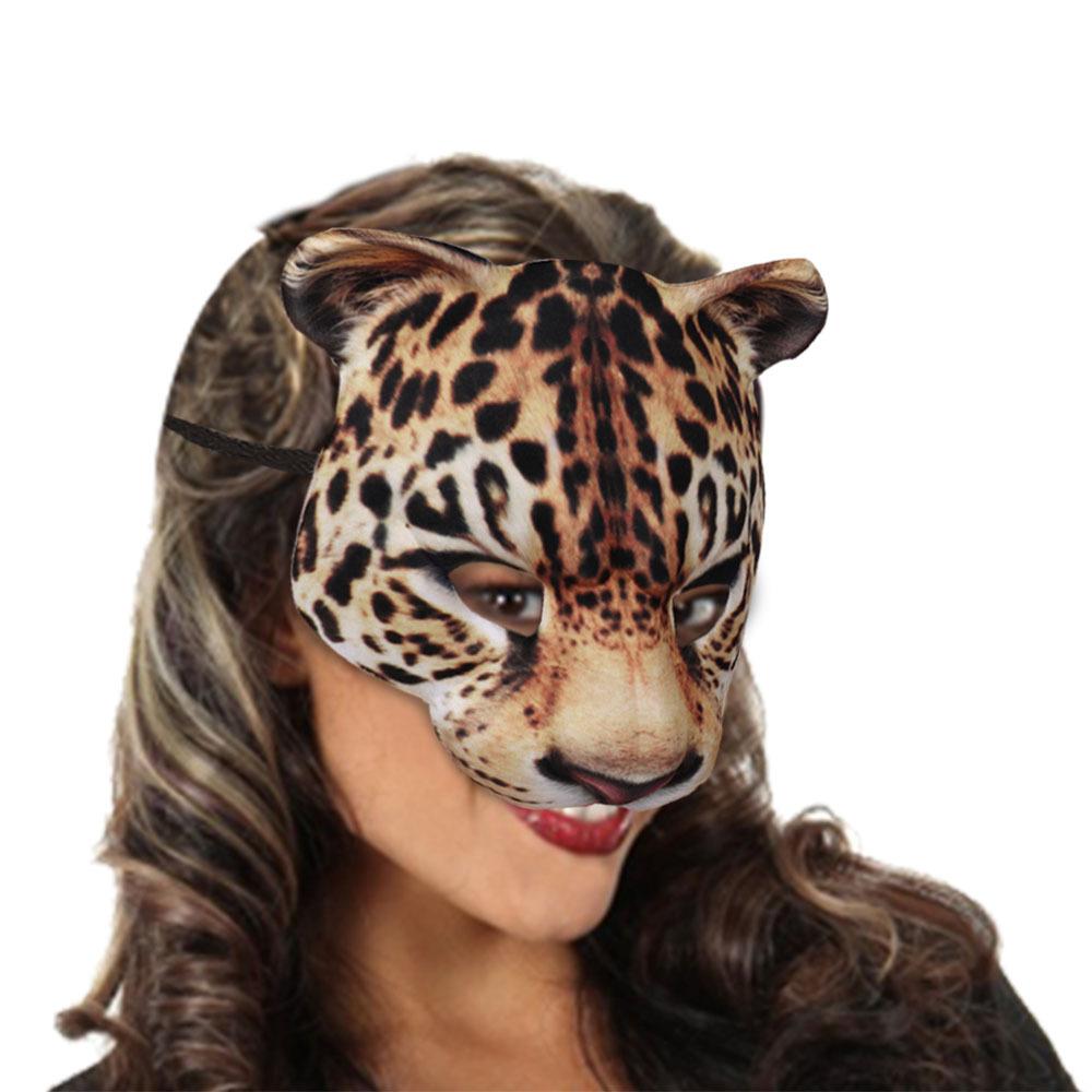 Snow Leopard Mask Realistic Animal Half Face Mask for Halloween Masquerade Carnival Night Party Costume Cosplay Props