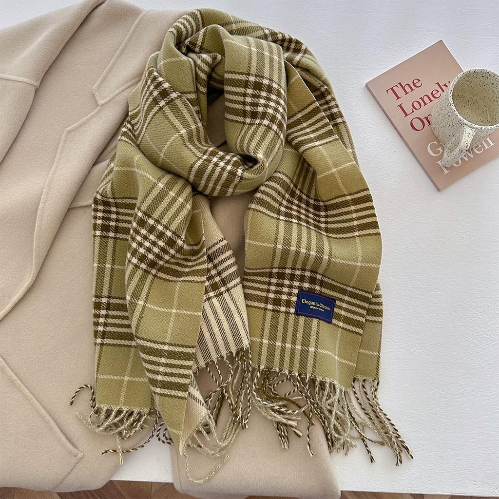 100 Color Autumn Winter Classic Plaid Scarf Women Cashmere Tassels Scarves Thickened Warm Shawl Windproof Pashmina Neckerchief