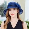 Legant Women'S Vintage Style Derby Hat with Large Handmade Flowers and Wind Mesh - Non-Stretch, Sun Protection, Knitted Craftsmanship